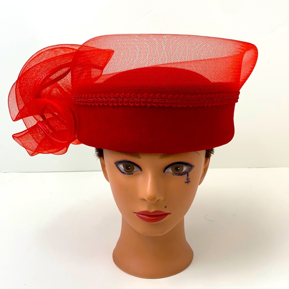 Red Felt Derby Church Hat